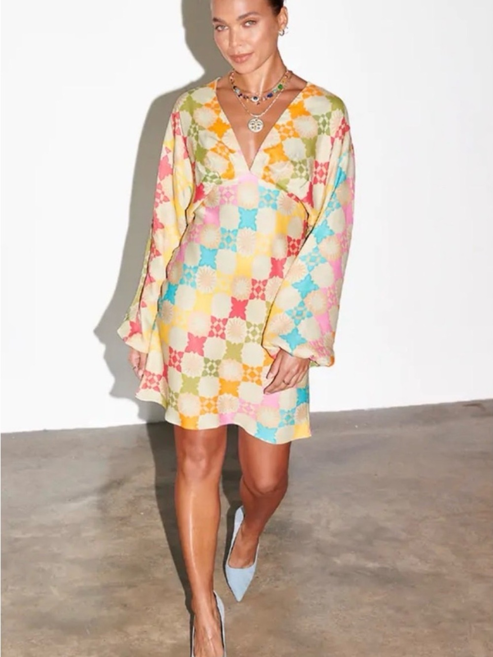 Never Fully Dressed Pastel Cleo Tile Pattern Mini dress NWT